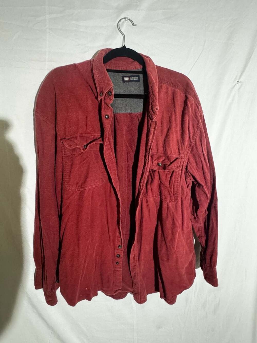 Faded Glory Vintage Red Flannel Button Down Shirt Mens 2XL Heavyweight Workwear